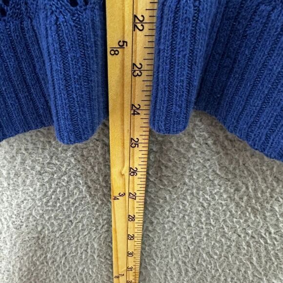 Tommy Bahama sweater womens XS blue open knit linen blend long sleeve pullover - Picture 3 of 6
